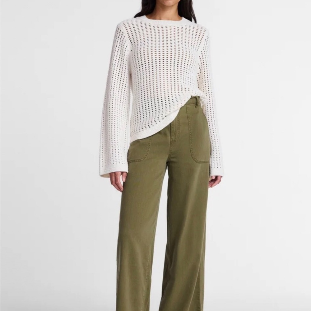 Time and Tru | Olive Wide-Leg High-Rise Utility Pants